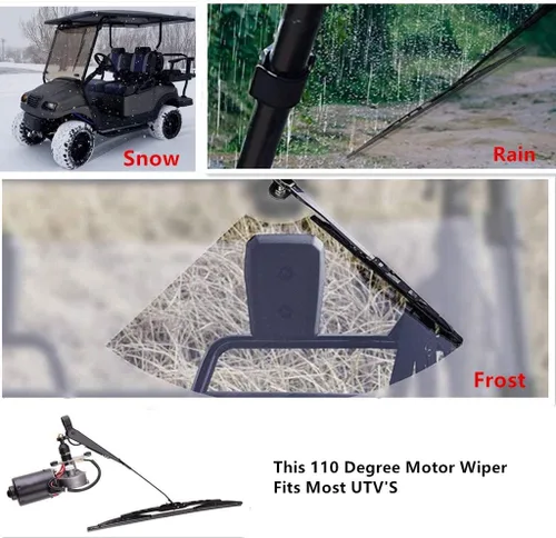 Vista 8 de Kit de limpiaparabrisas SCHRION para UTV, compatible con Polaris Ranger RZR, carrito de golf general, tractor quitanieves, kit de limpiaparabrisas
