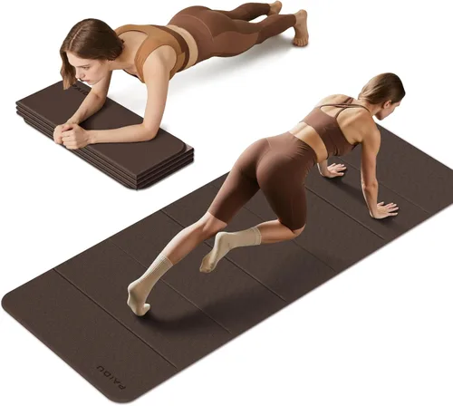 Vista 11 de PAIDU Esterilla de yoga plegable para fitness, extra gruesa de 2/5 pulgadas (0.394 in) TPE antideslizante certificado SGS 75 x 26 pulgadas extra