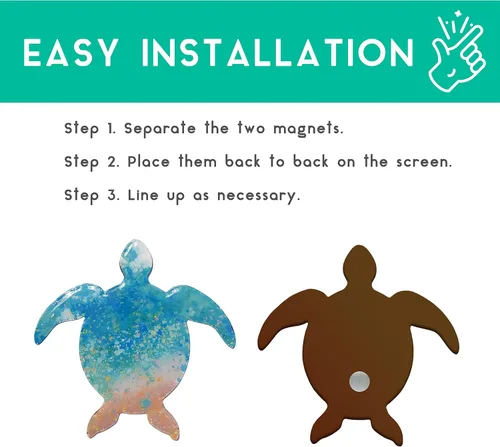 Vista 3 de Honu Turtle - Protector de pantalla magnético para puerta corredera Lanai, acabado brillante resistente, evita accidentes, 4 pulgadas de ancho x 4