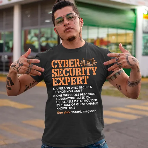 Vista 2 de Camiseta de ciencias de la computación, definición de ciberseguridad, ingeniero de software tecnológico, camiseta de regalo para hombres y mujeres