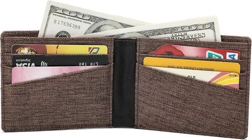 Vista 3 de Cartera de tela minimalista con bloqueo RFID plegable
