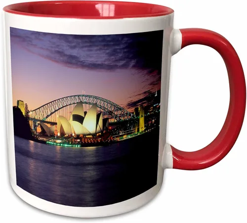 Vista 10 de 3dRose mug_66291_6 "Sydney, Australia purple and pink sunset" - Taza de dos tonos, 11 onzas, multicolor 2-Blanco