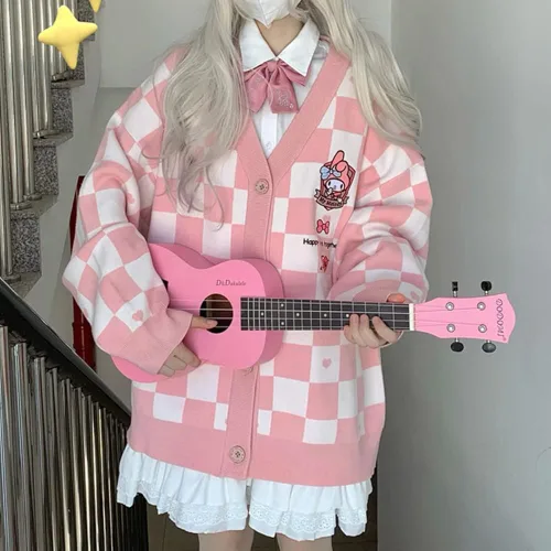 Vista 4 de Suéter de cárdigan japonés para mujer, suéter de uniforme Kawaii JK, suéter de cosplay