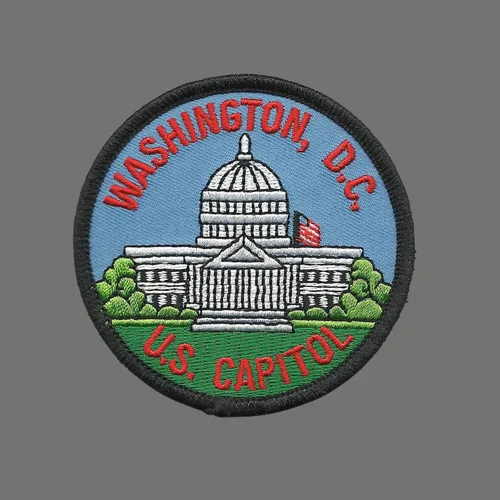 Vista 2 de Parche de Washington DC – Parche de viaje del estado de DC aplique de recuerdo de 3 pulgadas de hierro en el edificio del Capitolio de la capital