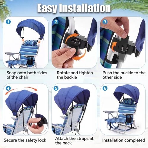 Vista 3 de DaisyInner 2 piezas de silla de playa sombrilla plegable extra grande con abrazadera ajustable para playa, camping, pesca, sala de estar al aire