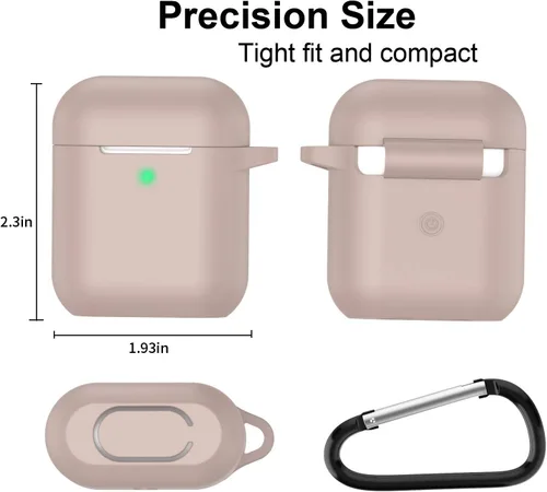 Vista 4 de Funda para AirPods de silicona, de protección completa, compatible con Apple AirPods 1 y 2, funda de carga inalámbrica y con cable
