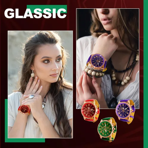 Vista 5 de Juego de 28 relojes de platino surtidos para hombres y mujeres con números romanos, correas de piel sintética, relojes de cuarzo unisex, relojes