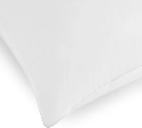 Vista 4 de Down Alternative - Almohadas de cama jumbo 100% algodón para dormir de espalda, estómago o de lado (paquete de 2), color blanco (mediano/firme)
