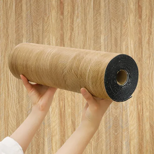 Vista 12 de Chejiaye Panel de pared 3D de listones de grano de madera, 15.75 x 118 pulgadas, adhesivo de pared autoadhesivo insonorizado, resistente a