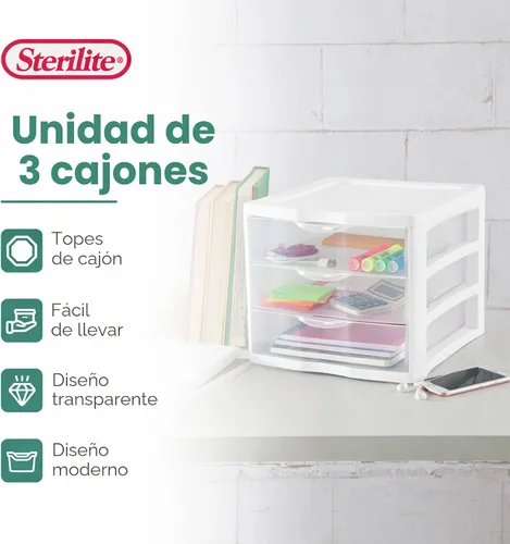 Vista 4 de Sterilite Clearview - Unidad de almacenamiento de escritorio de plástico