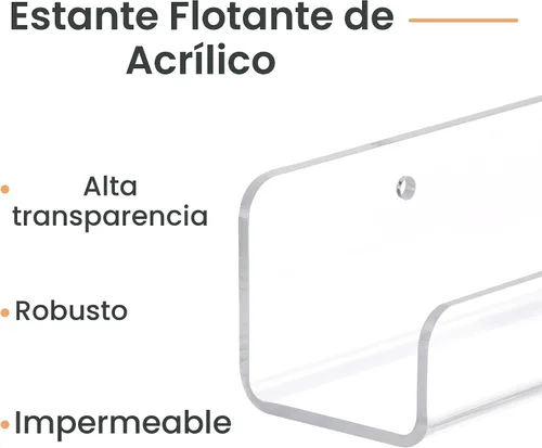 Vista 6 de upsimples Paquete de 6 Estantes de Acrílico Transparente, 1.7" x 12" Estanterías de Guardería, Estantería Flotante Pequeña para Niños y Bebés