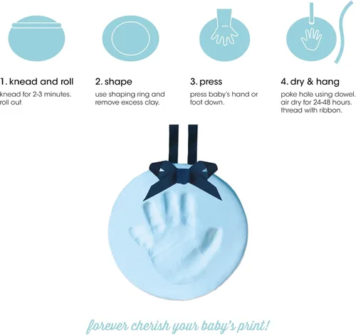 Vista 2 de Pearhead Easy DIY Babyprints - Kit de adornos de huellas de bebé con cinta, color azul (paquete de 2)
