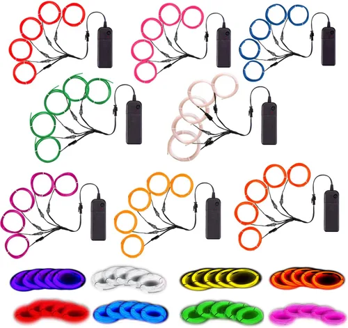 Vista 24 de MaxLax Cable EL, luces de neón portátiles, cable EL 5 en 3.3 ft, alambre electroluminiscente para decoración de Halloween, fiesta de Navidad Ten
