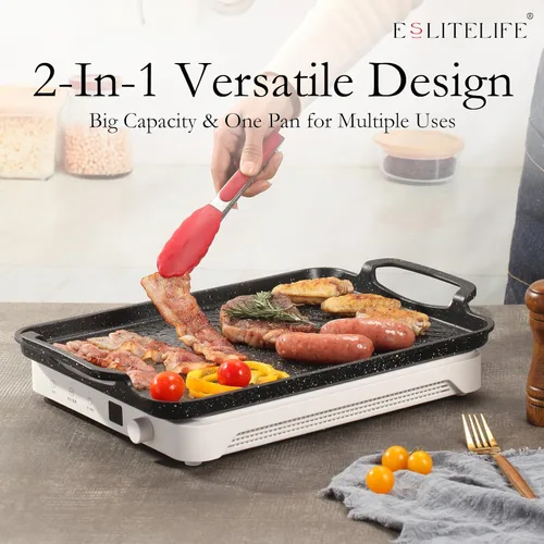 Vista 4 de ESLITE LIFE Sartén antiadherente de 11 x 17 pulgadas para cocinar en interiores y exteriores, versátil sartén grande de inducción 2 en 1