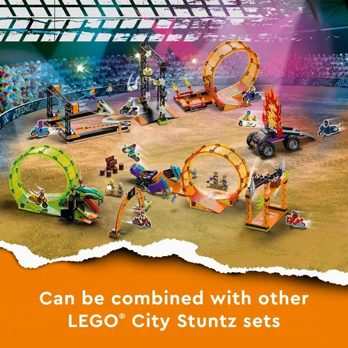 Vista 5 de LEGO City Stuntz The Knockdown Stunt Challenge Playset, 60341 Adventure TV Series Juguete de acción para niños mayores de 5 años con bicicleta