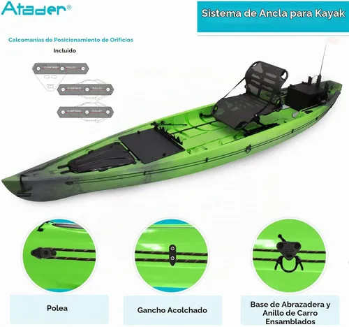 Vista 2 de Kit de carro de anclaje para kayak, sistema de carro de anclaje para canoa de kayak