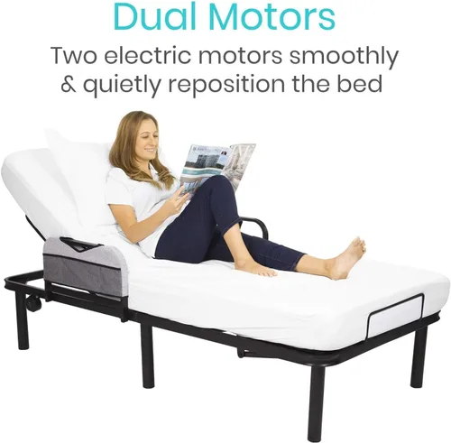 Vista 14 de Vive - Base de cama ajustable (individual) - Plataforma eléctrica de metal Marco de cama con base ajustable para colchón de hospital, control remoto