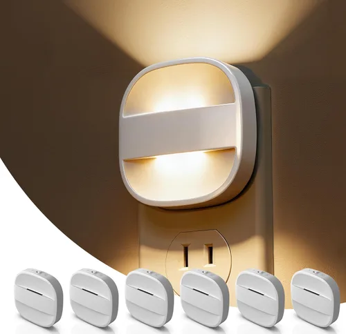 Vista 8 de L LOHAS LED - Luz nocturna enchufable, luces nocturnas plegables enchufables a la pared con sensor de crepúsculo a amanecer, 2 niveles de brillo