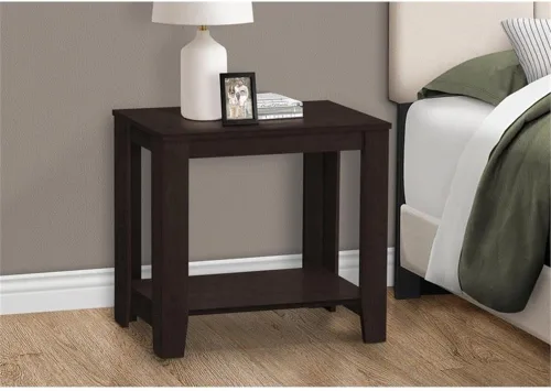 Vista 4 de Monarch Specialties I Accent - Mesa de lámpara lateral con estante, 24 x 12 x 22 pulgadas, capuchino Capuccino