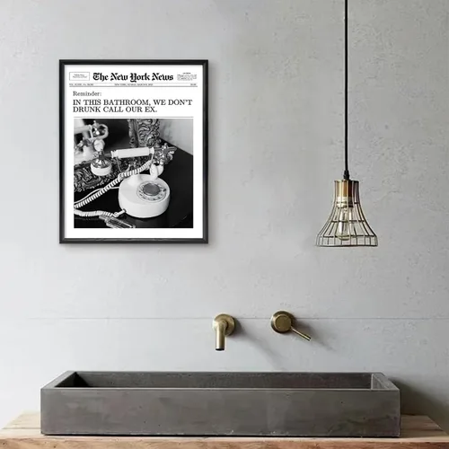 Vista 7 de KBKBART Arte de Pared Enmarcado de Revista de Periódico Moderno, 12x16 Pulgadas "En Este Baño, No Llamamos Borrachos a Nuestro Ex" Arte de Pared