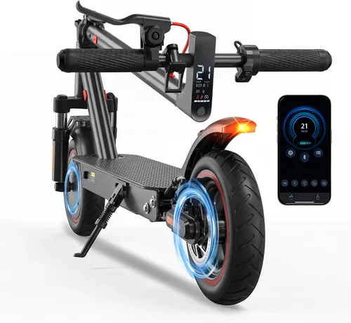 Vista 12 de Scooter eléctrico - Scooter eléctrico para adultos y adolescentes Negro - Rojo