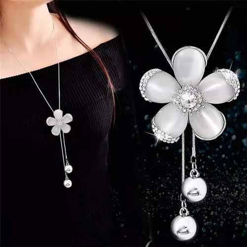 Vista 5 de TULIP LY Collar con colgante de cristal blanco para mujeres y niñas.