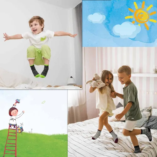Vista 6 de Calcetines para niños calcetines de tobillo para niños pequeños y niñas 1-14 años 12 pares de calcetines atléticos de media amortiguación