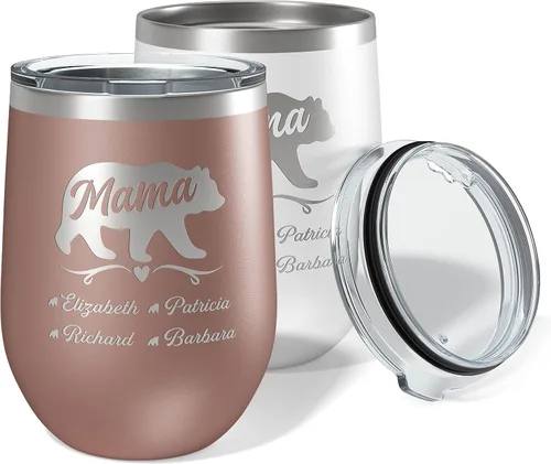 Vista 10 de Vaso de Mamá Oso, vaso personalizado para mamá Oro Rosa