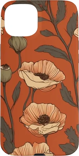 Vista 9 de iPhone 16 Floral Pattern Poppies Terracotta Poppy Flower Case