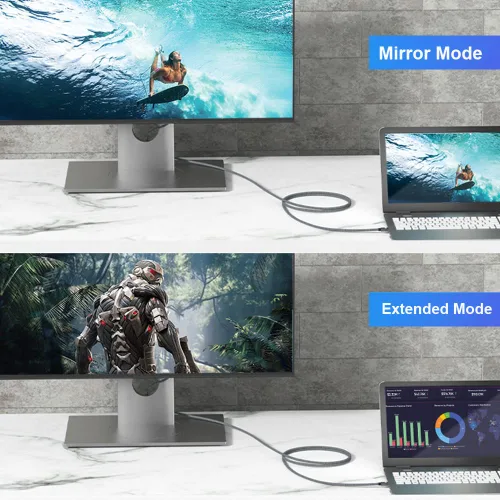 Vista 4 de QCEs Cable Mini DisplayPort a Displayport 1.4 de 8K de 10 pies, cable Thunderbolt a DP 8K @60Hz 4K a 144Hz Thunderbolt 2 (video de salida)