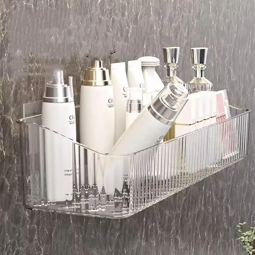 Vista 5 de Organizador adhesivo para ducha de 2 piezas, organizador de maquillaje, organizador de maquillaje, cubos de almacenamiento para baño y cocina