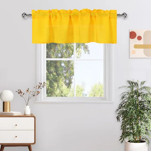 Vista 16 de DWCN Cortinas de Cenefa para Sala de Estar, Cocina, Baño/Sótano - Aqua Sólido, 1 Panel, 42 x 12 Pulgadas, Oscurecimiento de Habitación Solid Short