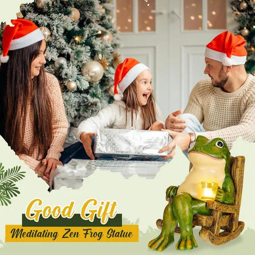 Vista 7 de Jetec Estatua de jardín de rana con energía solar en miniatura, decoración del día de la madre, regalos para decoración del hogar, accesorios
