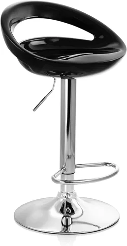 Vista 11 de Elama Moderno taburete de bar ajustable retro de 2 piezas con base cromada