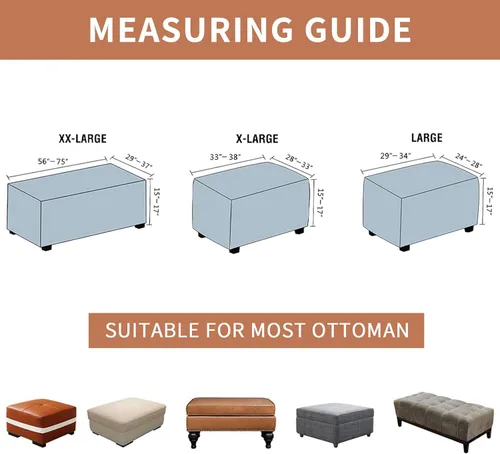 Vista 4 de Funda elástica para silla, funda otomana rectangular de almacenamiento, funda otomana para reposapiés, fundas otomanas para taburete de pie