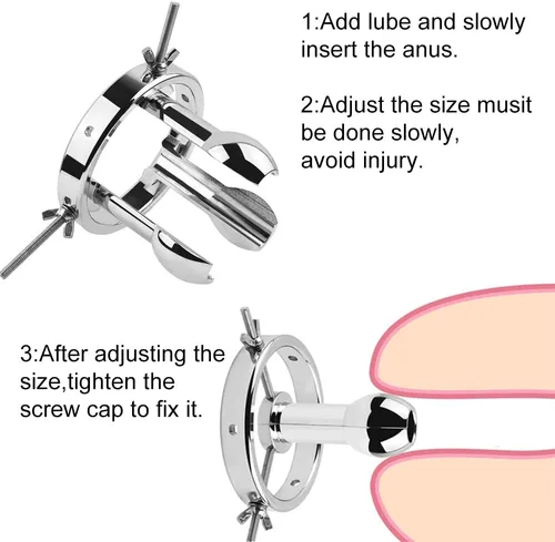 Vista 4 de Expansor anal de metal, dilatador anal ajustable, juguetes sexuales SM para hombres y mujeres, ensanchador anal vaginal