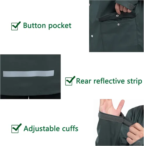 Vista 4 de Chaqueta impermeable para hombre, impermeable y ligero con capucha, Verde(Military Green)