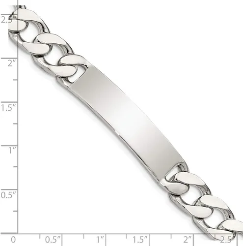 Vista 3 de Polished Engravable Personalized Custom 925 Sterling Silver Polished Curb Link ID Bracelet For Men or Women Length 85 inches Width 10 mm With