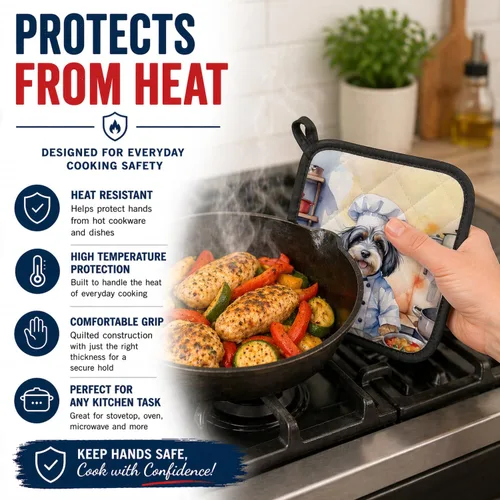 Vista 55 de Caroline's Treasures Havanese The Chef Par de Agarraderas para Ollas de Cocina Resistentes al Calor Juegos de Agarraderas para Ollas Almohadillas