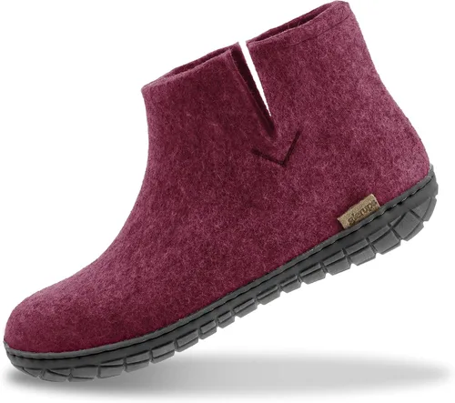Vista 16 de Glerups Pantufla tipo bota unisex de mezcla de lana 100% de calidad con suela de goma Carbón