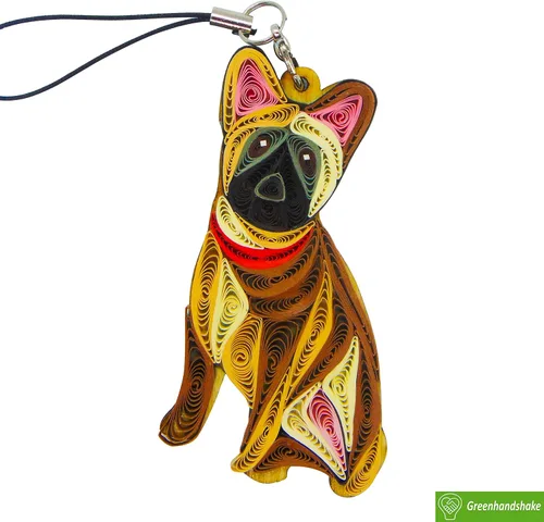 Vista 4 de Bulldog francés, decoración para el hogar, decoración navideña, adorno hecho a mano para amantes de los animales, adorno quilled, bolso, mochila