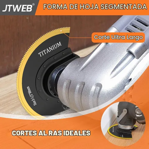 Vista 4 de JTWEB Hoja de herramienta oscilante de titanio, 5 hojas de sierra oscilantes para corte de metal, kit de cuchillas multiherramienta de madera