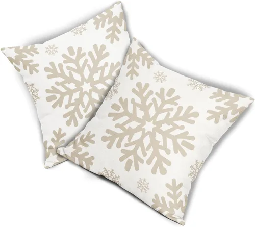 Vista 34 de Fundas de almohada decorativas de Navidad negras 40x40 cm con copos de nieve blancos de Navidad, juego de 2, temática rústica de invierno