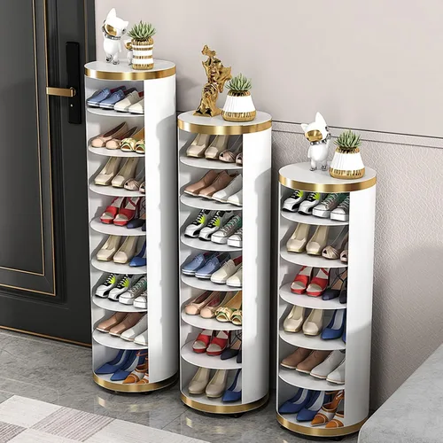Vista 2 de Zapatero giratorio de 360 grados, zapatero para armario de almacenamiento de zapatos de entrada, soporte giratorio de metal independiente, zapatero