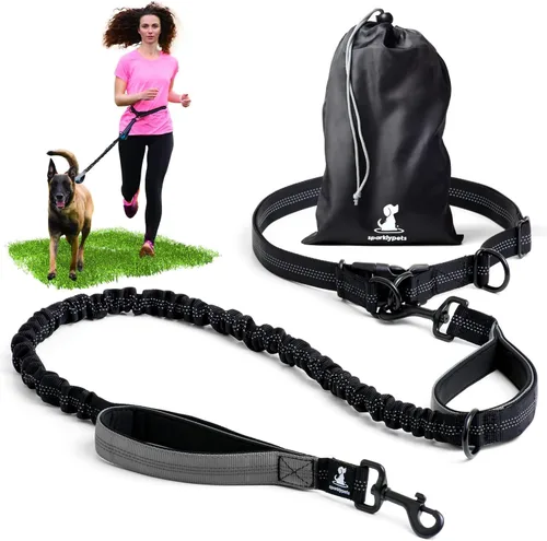 Vista 29 de SparklyPets Correa doble elástica para perro con 2 correas para perros con soporte trasero - Correa doble para perros para razas medianas y medianas