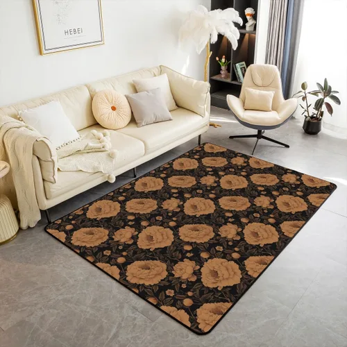 Vista 22 de jejeloiu Groovy Flower Area Rug 3x5 Retro Floral Boho Living Room Rugs for Bedroom 70S Hippie Groovy Flowers Bohemian Decor Carpet Psychedelic Beige