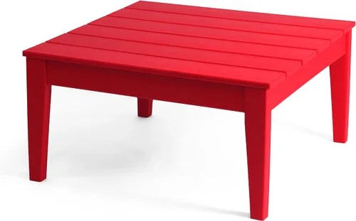 Vista 15 de Ashore - Mesa de centro para exteriores, 32 pulgadas para todo tipo de clima, de madera de polietileno Adirondack, mesa auxiliar cuadrada para Teca