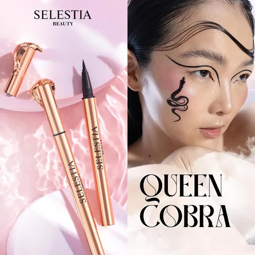 Vista 5 de SELESTIA BEAUTY Lápiz delineador líquido negro Queen Cobra – Larga duración – Secado rápido, sin descamación – Aplicador fino y color intenso