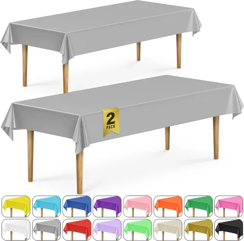 Vista 62 de DecorRack 2 Manteles rectangulares de plástico libres de BPA, 54 x 108 pulgadas, mantel de mesa para comedor, mantel rectangular para fiestas