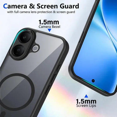 Vista 300 de Funda magnética transparente compatible con Xiaomi 17T, color negro 2 en 1 PC + TPU cubierta de teléfono a prueba de golpes, carcasa protectora